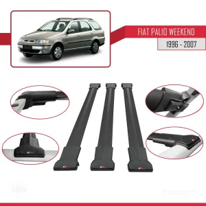 Fiat Palio WEEKEND 1996-2007 Arası ile Uyumlu FLY Model Ara Atkı Tavan Barı SİYAH 3 ADET BAR - Görsel 5