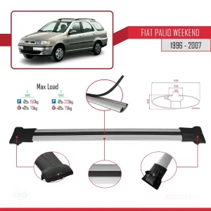Fiat Palio WEEKEND 1996-2007 Arası ile uyumlu FLY Model Ara Atkı Tavan Barı GRİ thumb 4