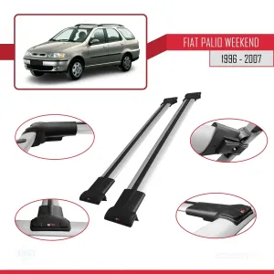 Fiat Palio WEEKEND 1996-2007 Arası ile uyumlu FLY Model Ara Atkı Tavan Barı GRİ thumb 5