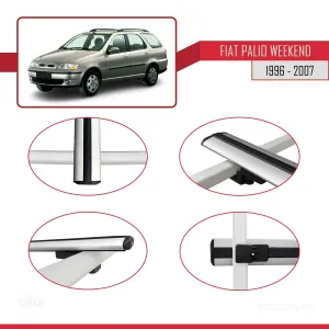 Fiat Palio WEEKEND 1996-2007 Arası ile uyumlu Basic Model Ara Atkı Tavan Barı GRİ 3 ADET - Görsel 4