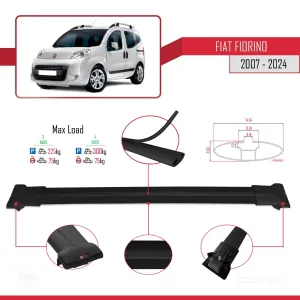 Fiat Fiorino 2007 ve Sonrası ile uyumlu FLY Model Ara Atkı Tavan Barı SİYAH 4 ADET BAR thumb 4