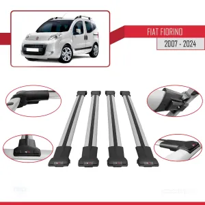 Fiat Fiorino 2007 ve Sonrası ile uyumlu FLY Model Ara Atkı Tavan Barı GRİ 4 ADET BAR thumb 5