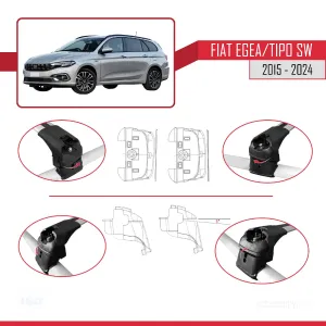 Fiat Egea Type 356/Tipo SW 2016-2022 ile uyumlu ACE-2 Ara Atkı Tavan Barı GRİ - Görsel 4