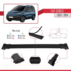Fiat Doblo K9 2023 ve Sonrası ile uyumlu FLY Model Ara Atkı Tavan Barı SİYAH 4 ADET BAR - Görsel 4