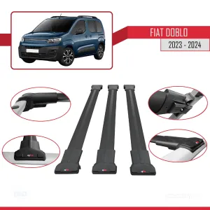 Fiat Doblo K9 2023 ve Sonrası ile uyumlu FLY Model Ara Atkı Tavan Barı SİYAH 3 ADET BAR - Görsel 5