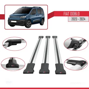 Fiat Doblo K9 2023 ve Sonrası ile uyumlu FLY Model Ara Atkı Tavan Barı GRİ 3 ADET BAR - Görsel 5