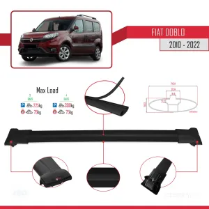 Fiat Doblo 263/263 FL 2010-2022 Arası ile uyumlu FLY Model Ara Atkı Tavan Barı SİYAH 4 ADET BAR - Görsel 4