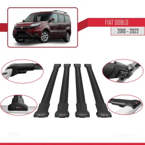 Fiat Doblo 263/263 FL 2010-2022 Arası ile uyumlu FLY Model Ara Atkı Tavan Barı SİYAH 4 ADET BAR - Görsel 5