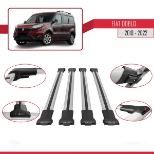Fiat Doblo 263/263 FL 2010-2022 Arası ile uyumlu FLY Model Ara Atkı Tavan Barı GRİ 4 ADET BAR - Görsel 5