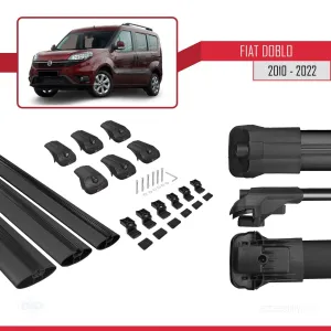 Fiat Doblo 2010-2022 Arası ile uyumlu ACE-1 Ara Atkı Tavan Barı SİYAH 3 ADET BAR thumb 5