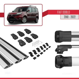 Fiat Doblo 2010-2022 Arası ile uyumlu ACE-1 Ara Atkı Tavan Barı GRİ 3 ADET BAR thumb 5