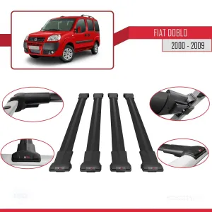 Fiat Doblo 223 2000-2009 Arası ile uyumlu FLY Model Ara Atkı Tavan Barı SİYAH 4 ADET BAR - Görsel 5
