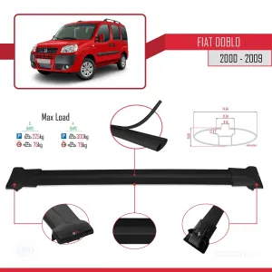 Fiat Doblo 223 2000-2009 Arası ile uyumlu FLY Model Ara Atkı Tavan Barı SİYAH 3 ADET BAR - Görsel 4