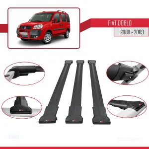 Fiat Doblo 223 2000-2009 Arası ile uyumlu FLY Model Ara Atkı Tavan Barı SİYAH 3 ADET BAR - Görsel 5