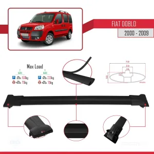 Fiat Doblo 2000-2009 Arası ile uyumlu FLY Model Ara Atkı Tavan Barı SİYAH thumb 4