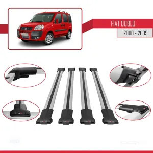 Fiat Doblo 223 2000-2009 Arası ile uyumlu FLY Model Ara Atkı Tavan Barı GRİ 4 ADET BAR - Görsel 5
