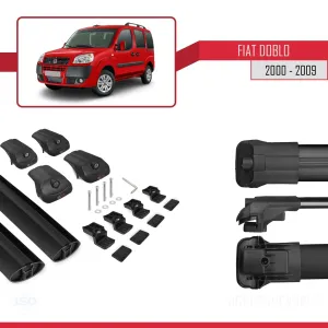 Fiat Doblo 2000-2009 Arası ile uyumlu ACE-1 Ara Atkı Tavan Barı SİYAH thumb 5