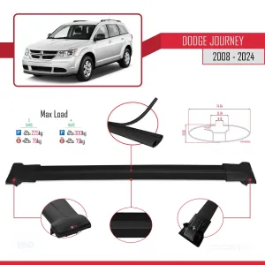 Dodge Journey 2008 ve Sonrası ile Uyumlu FLY Model Ara Atkı Tavan Barı SİYAH 3 ADET BAR - Görsel 4
