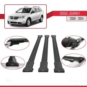 Dodge Journey 2008 ve Sonrası ile Uyumlu FLY Model Ara Atkı Tavan Barı SİYAH 3 ADET BAR - Görsel 5