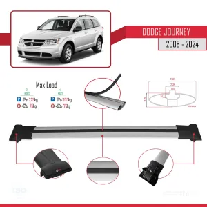 Dodge Journey 2008 ve Sonrası ile Uyumlu FLY Model Ara Atkı Tavan Barı GRİ 3 ADET BAR - Görsel 4
