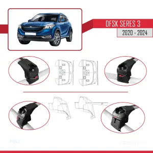 DFSK Glory E3 / Seres 3 S513 2020 ve Sonrası ile uyumlu ACE-2 Ara Atkı Tavan Barı GRİ - Görsel 4