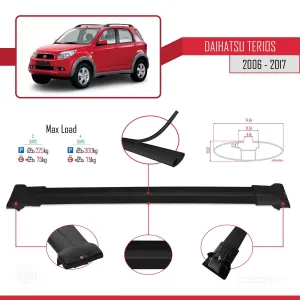 Daihatsu Terios 2006-2017 Arası ile Uyumlu FLY Model Ara Atkı Tavan Barı SİYAH 3 ADET BAR - Görsel 4