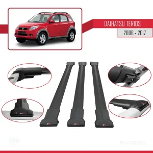 Daihatsu Terios 2006-2017 Arası ile Uyumlu FLY Model Ara Atkı Tavan Barı SİYAH 3 ADET BAR - Görsel 5