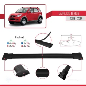Daihatsu Terios 2006-2017 Arası ile uyumlu FLY Model Ara Atkı Tavan Barı SİYAH thumb 4