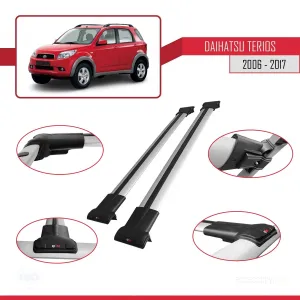 Daihatsu Terios 2006-2017 Arası ile uyumlu FLY Model Ara Atkı Tavan Barı GRİ thumb 5
