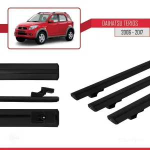 Daihatsu Terios 2006-2017 Arası ile uyumlu Basic Model Ara Atkı Tavan Barı SİYAH 3 ADET - Görsel 3