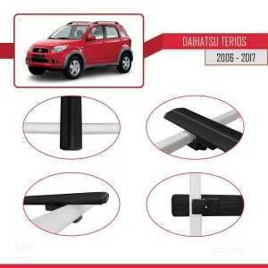 Daihatsu Terios 2006-2017 Arası ile uyumlu Basic Model Ara Atkı Tavan Barı SİYAH 3 ADET - Görsel 4