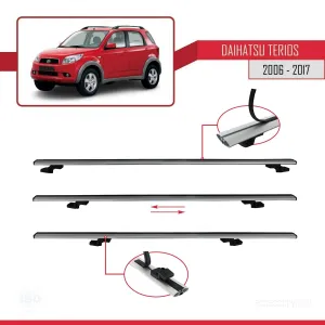 Daihatsu Terios 2006-2017 Arası ile uyumlu Basic Model Ara Atkı Tavan Barı GRİ 3 ADET - Görsel 5
