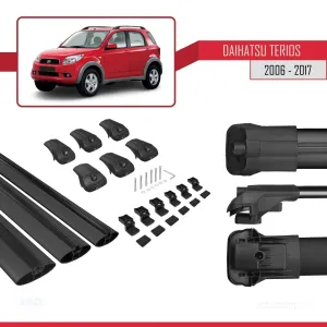 Daihatsu Terios 2006-2017 Arası ile uyumlu ACE-1 Ara Atkı Tavan Barı SİYAH 3 ADET BAR - Görsel 5