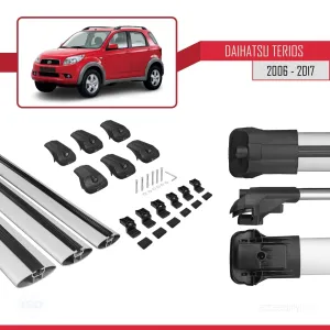 Daihatsu Terios 2006-2017 Arası ile uyumlu ACE-1 Ara Atkı Tavan Barı GRİ 3 ADET BAR thumb 5