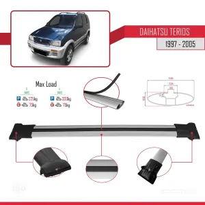 Daihatsu Terios 1997-2005 Arası ile Uyumlu FLY Model Ara Atkı Tavan Barı GRİ 3 ADET BAR thumb 4
