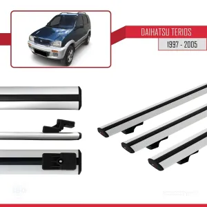Daihatsu Terios J100 1997-2005 ile Basic Model Ara Atkı Tavan Barı GRİ 3 ADET - Görsel 3