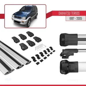 Daihatsu Terios 1997-2005 Arası ile uyumlu ACE-1 Ara Atkı Tavan Barı GRİ 3 ADET BAR thumb 5