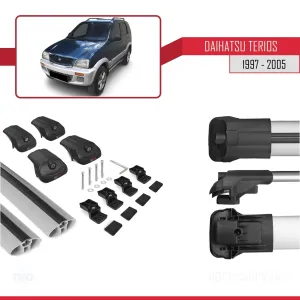 Daihatsu Terios J100 1997-2005 ile ACE-1 Ara Atkı Tavan Barı GRİ - Görsel 5