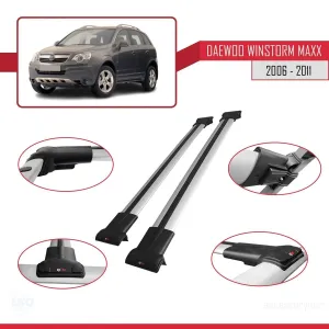 Daewoo Winstorm C100 2006-2011 ile Uyumlu FLY Model Ara Atkı Tavan Barı GRİ - Görsel 5