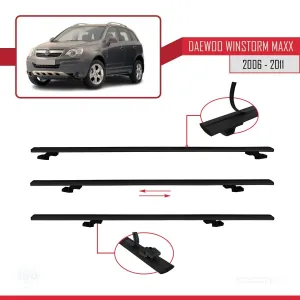 Daewoo Winstorm MaXX 2006-2011 Arası ile uyumlu Basic Model Ara Atkı Tavan Barı SİYAH 3 ADET thumb 5