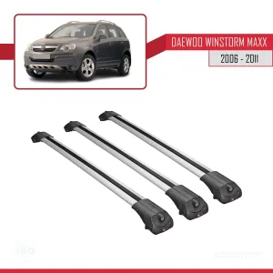 Daewoo Winstorm C100 2006-2011 ile uyumlu ACE-1 Ara Atkı Tavan Barı GRİ 3 ADET BAR - Görsel 3