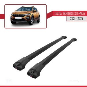 Dacia Sandero STEPWAY 2021 ve Sonrası ile uyumlu ACE-1 Ara Atkı Tavan Barı SİYAH thumb 3
