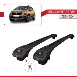 Dacia Sandero STEPWAY 2021 ve Sonrası ile uyumlu ACE-1 Ara Atkı Tavan Barı SİYAH thumb 4