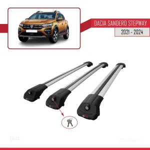 Dacia Sandero STEPWAY 2021 ve Sonrası ile uyumlu ACE-1 Ara Atkı Tavan Barı GRİ 3 ADET BAR thumb 4