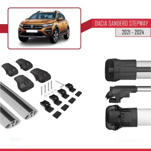 Dacia Sandero STEPWAY 2021 ve Sonrası ile uyumlu ACE-1 Ara Atkı Tavan Barı GRİ - Görsel 5