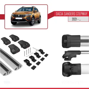 Dacia Sandero Stepway 2021 ile uyumlu ACE-1 Ara Atkı Tavan Barı GRİ thumb 5