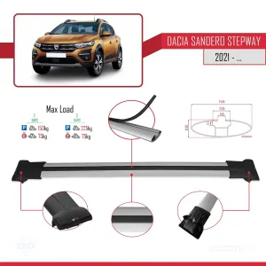 Dacia Sandero STEPWAY 2021 FLY Model Ara Atkı Tavan Barı GRİ thumb 4