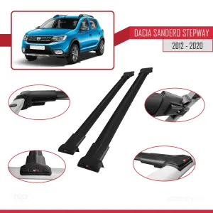 Dacia Sandero STEPWAY 2012-2020 Arası ile uyumlu FLY Model Ara Atkı Tavan Barı SİYAH thumb 5
