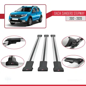 Dacia Sandero STEPWAY 2012-2020 Arası ile Uyumlu FLY Model Ara Atkı Tavan Barı GRİ 3 ADET BAR - Görsel 5