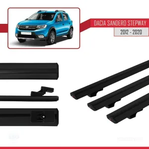 Dacia Sandero STEPWAY 2012-2020 Arası ile uyumlu Basic Model Ara Atkı Tavan Barı SİYAH 3 ADET thumb 3